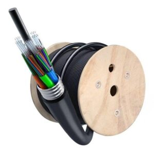 Outdoor Multi-Core Armored Fiber Optic Cable / Aerial Duct Fiber Optic Cable with Wooden Drum